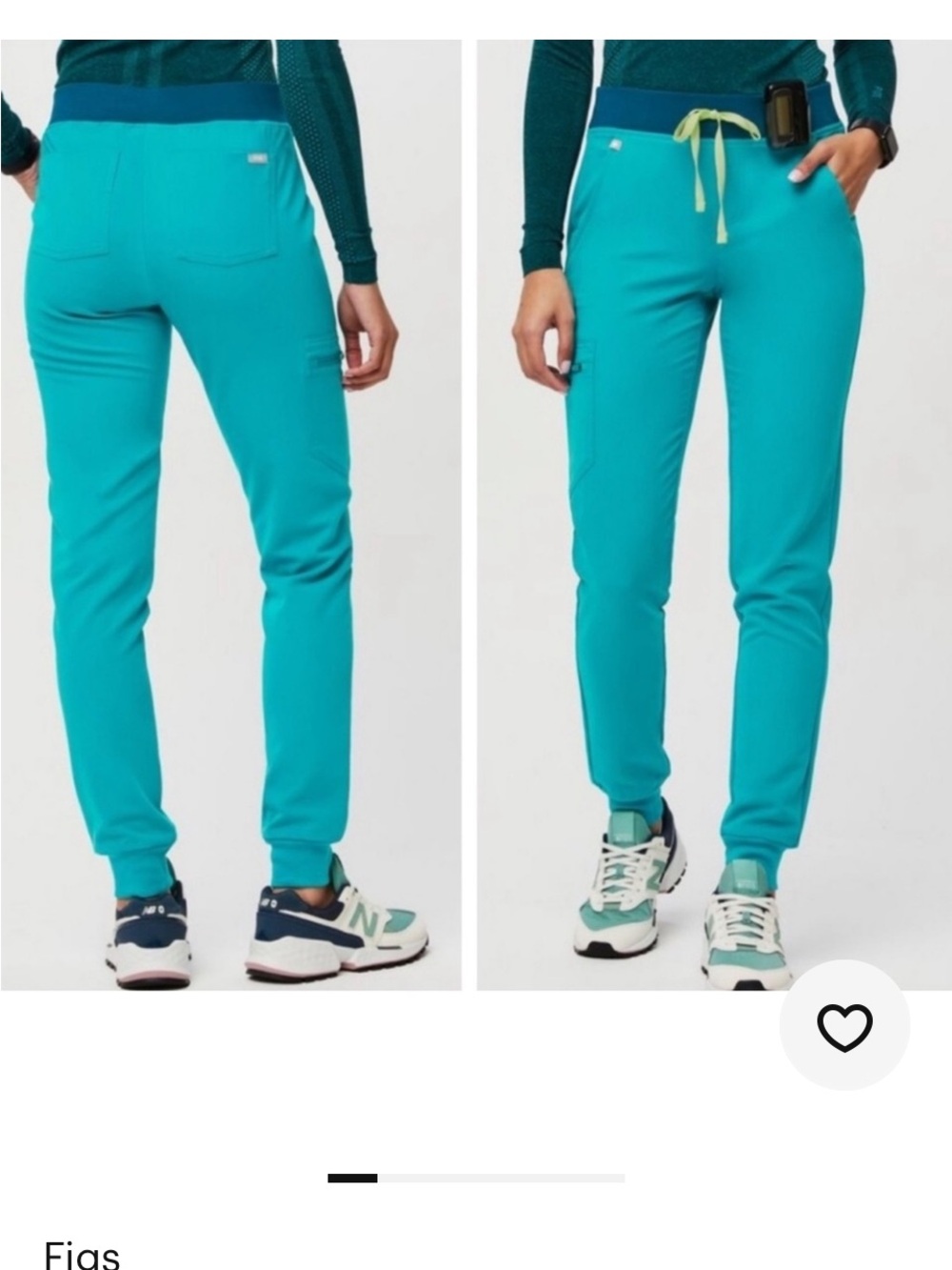 Figs zamora women’s Teal Jogger Pants with Lime Drawstring